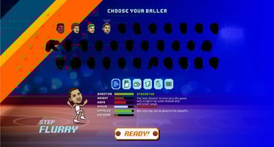 BasketBros game screen showing two animated players mid-match.